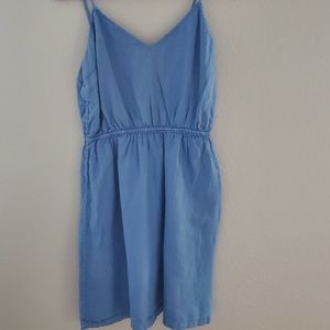 J. Crew Blue Linen strappy Dresss